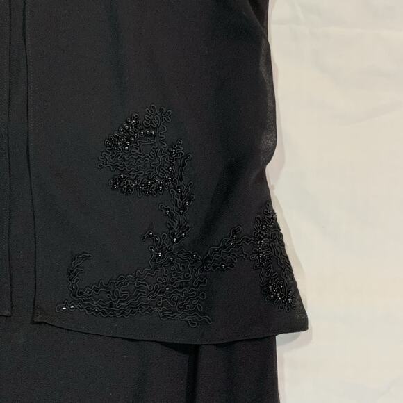 Positive Attitude Black Dress Women's 10 Petite Chiffon Lined - Picture 4 of 13